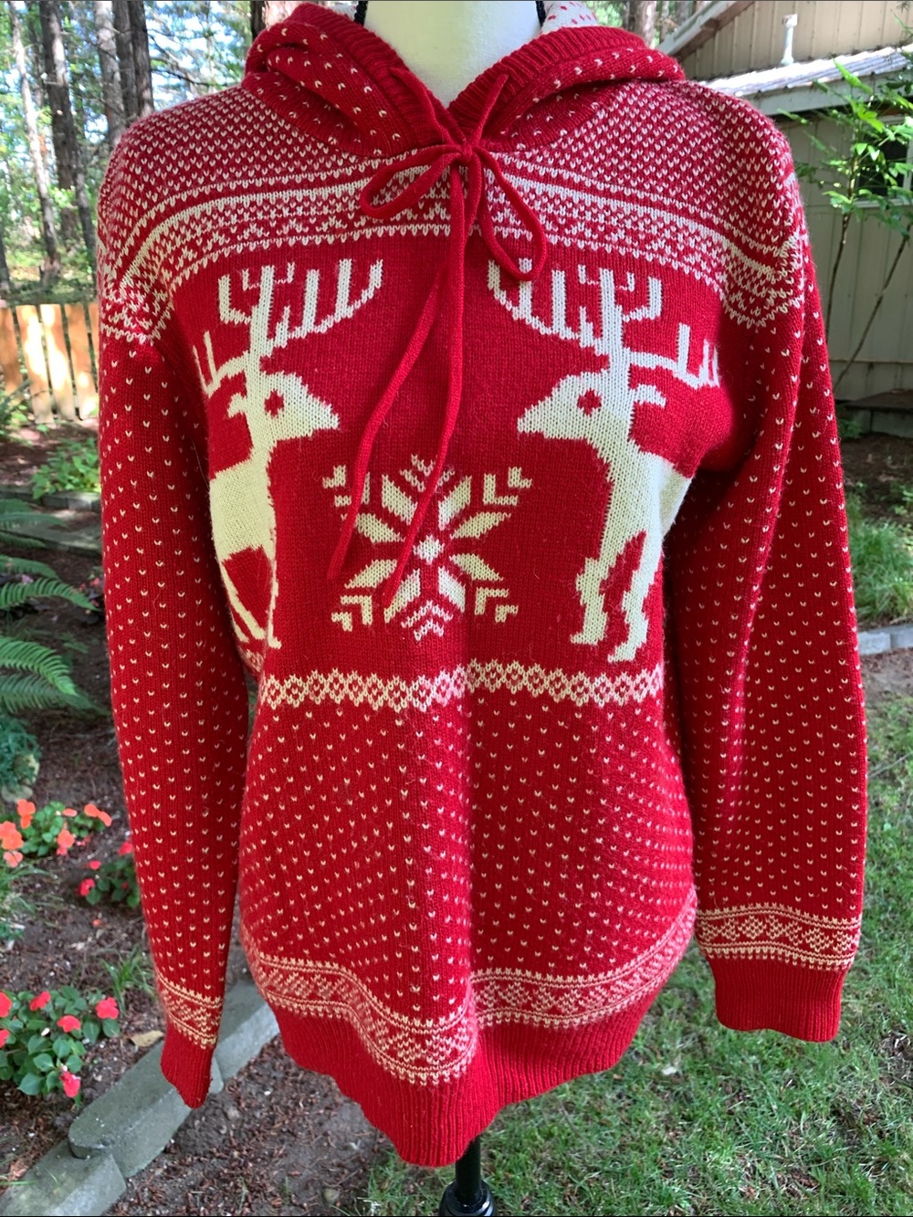 V28 Red Reindeer Hooded Sweater